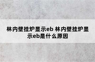 林内壁挂炉显示eb 林内壁挂炉显示eb是什么原因